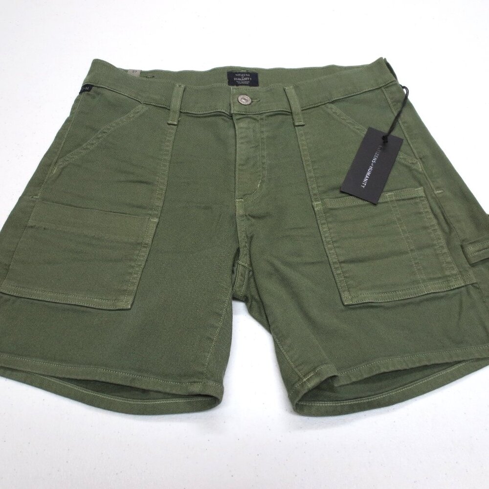 NEW Women's Citizens of Humanity LEAH SHORT Green Carpenter Stretch Shorts 27